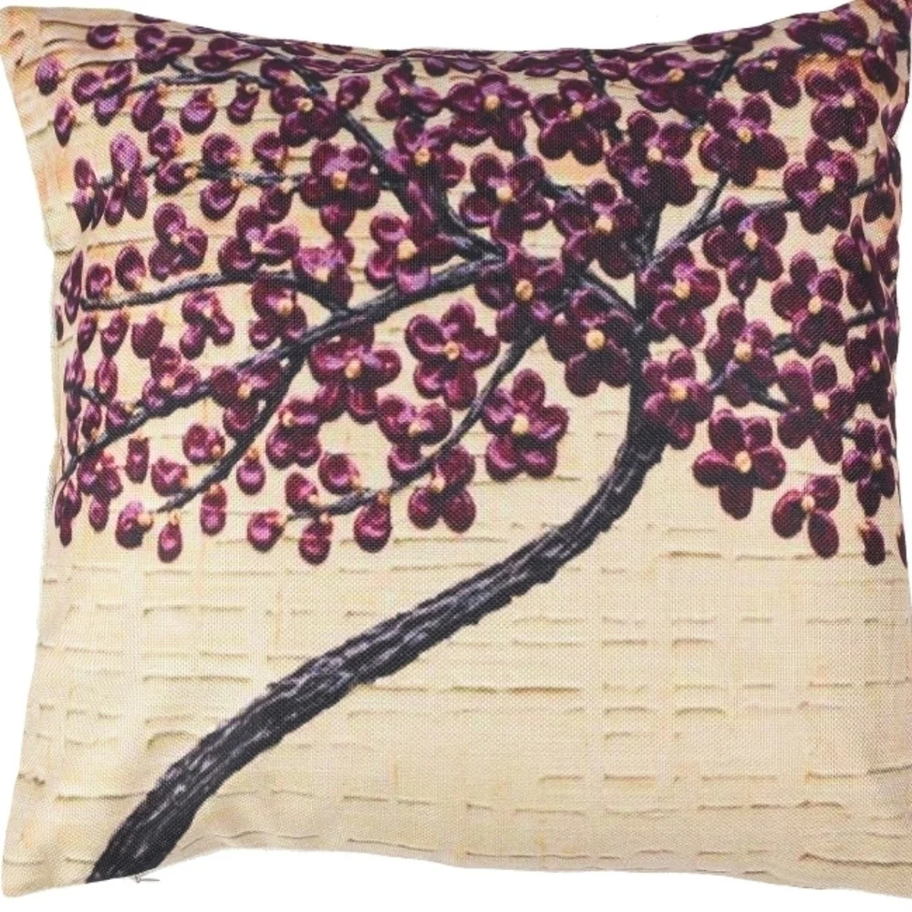 Flower Blossoms Pillow Covers Set Purple Wine 12 Inch